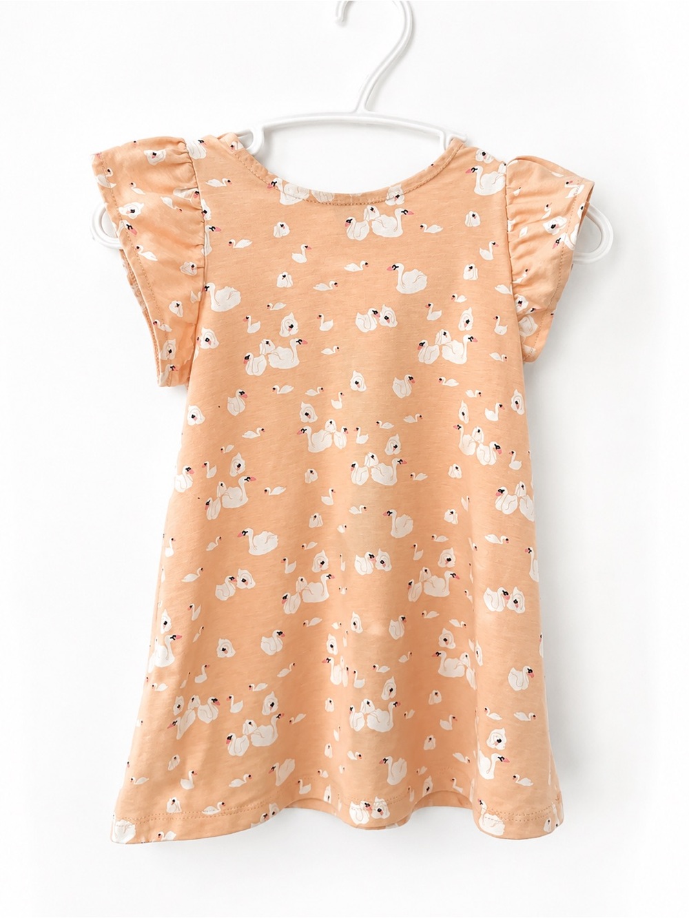 Earth by art & eden Peach Swan Print Flutter Sleeve Dress